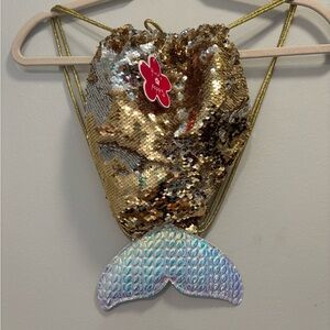 NWT Shimmering Gold and Silver Mermaid Tail Kids Drawstring Bag